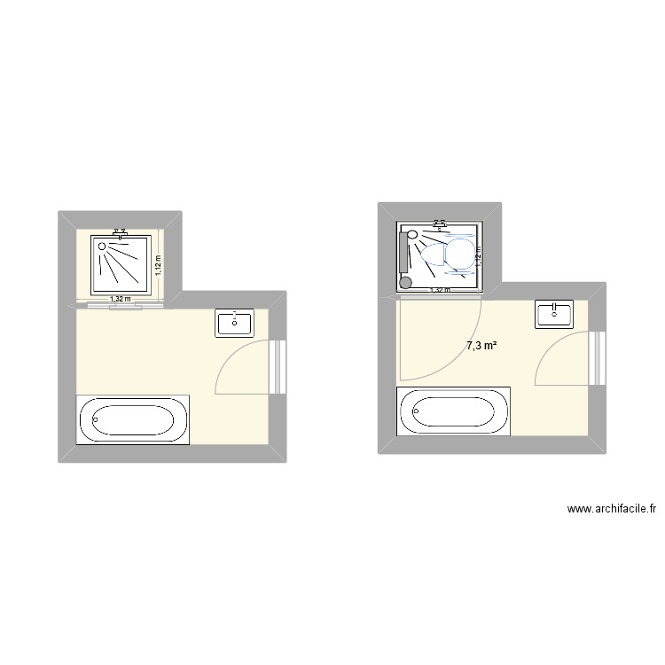 COUR. Laure. Plan de 2 pièces et 15 m2