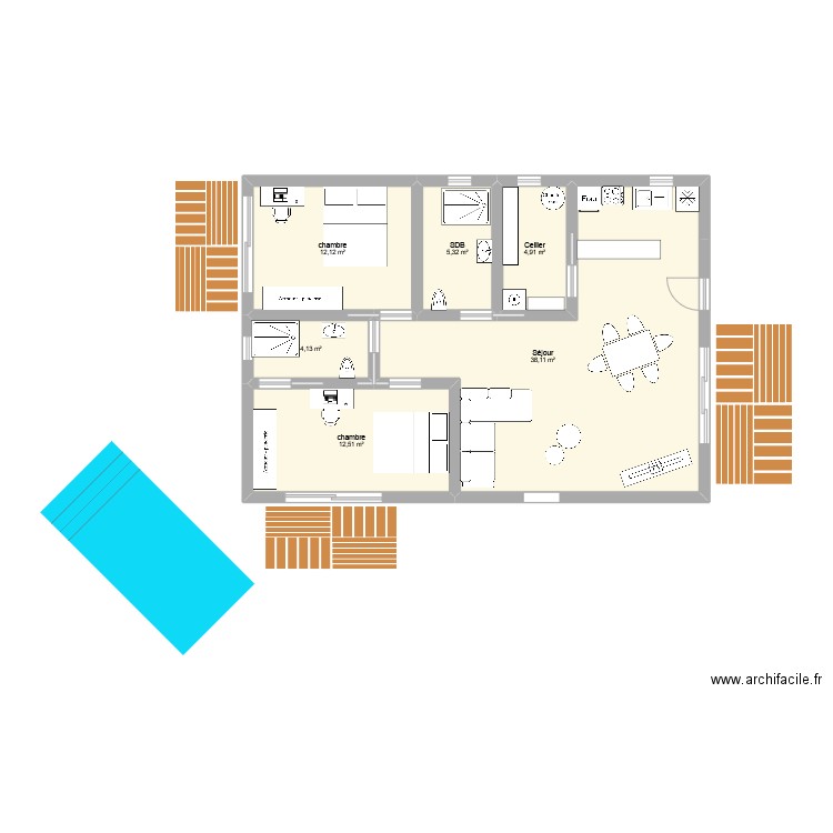 loc. Plan de 6 pièces et 77 m2