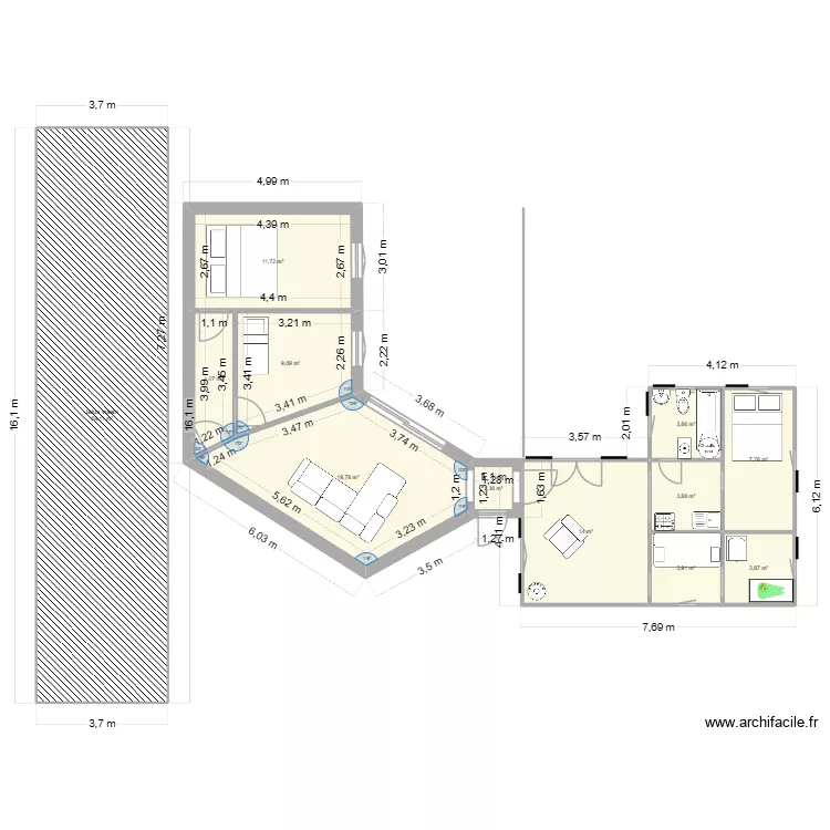 MaisonPlouha Extension1. Plan de 12  et 142 m²