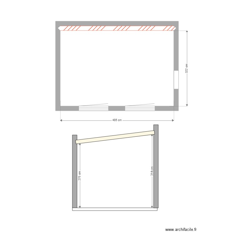 ALLARD (cabanon). Plan de 1 pièce et 16 m2