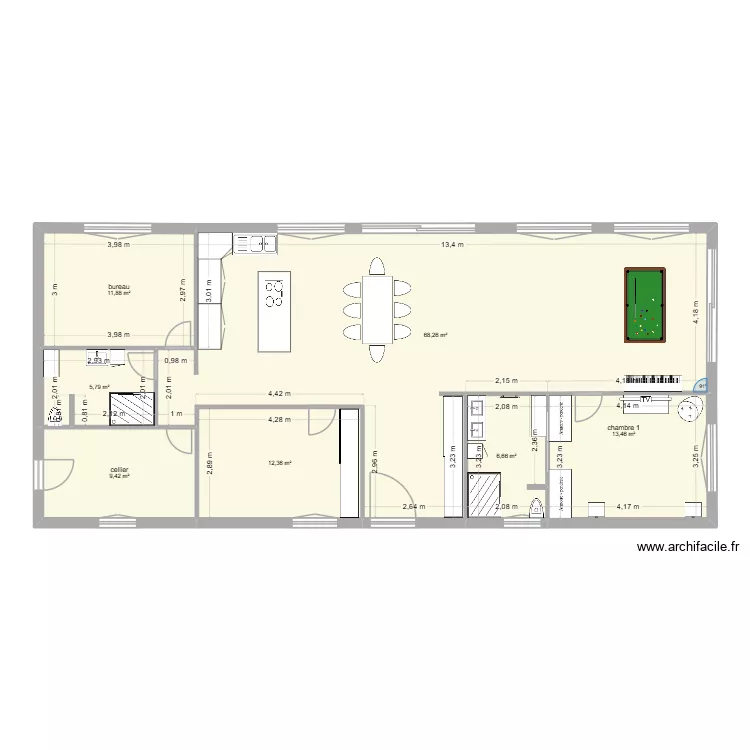 maison 2. Plan de 7  et 128 m²