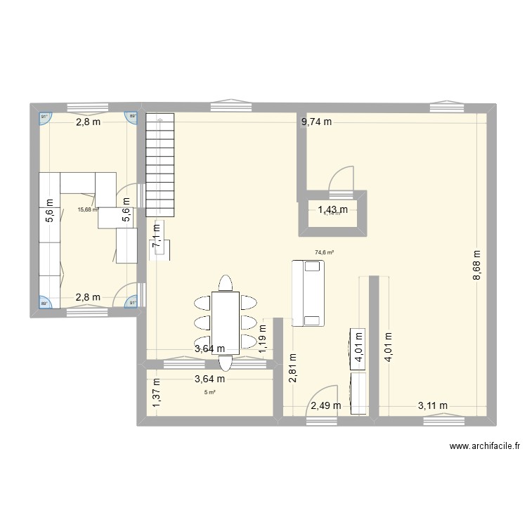 PROJET 2. Plan de 4 pièces et 99 m2