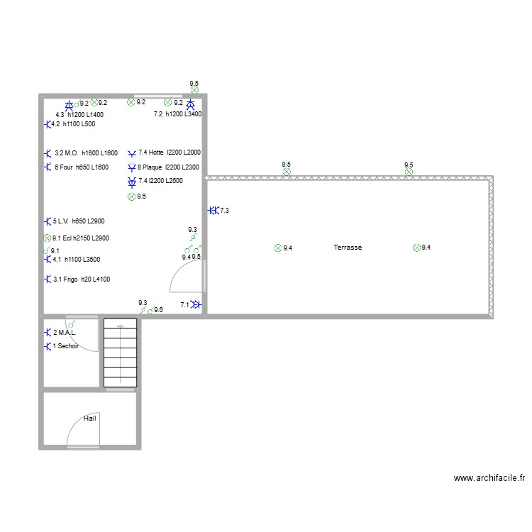 Seraing. Plan de 5 pièces et 50 m2