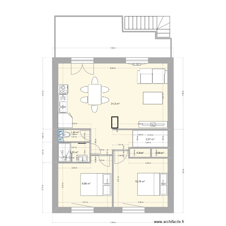 SabStJulien1modifié. Plan de 8 pièces et 62 m2