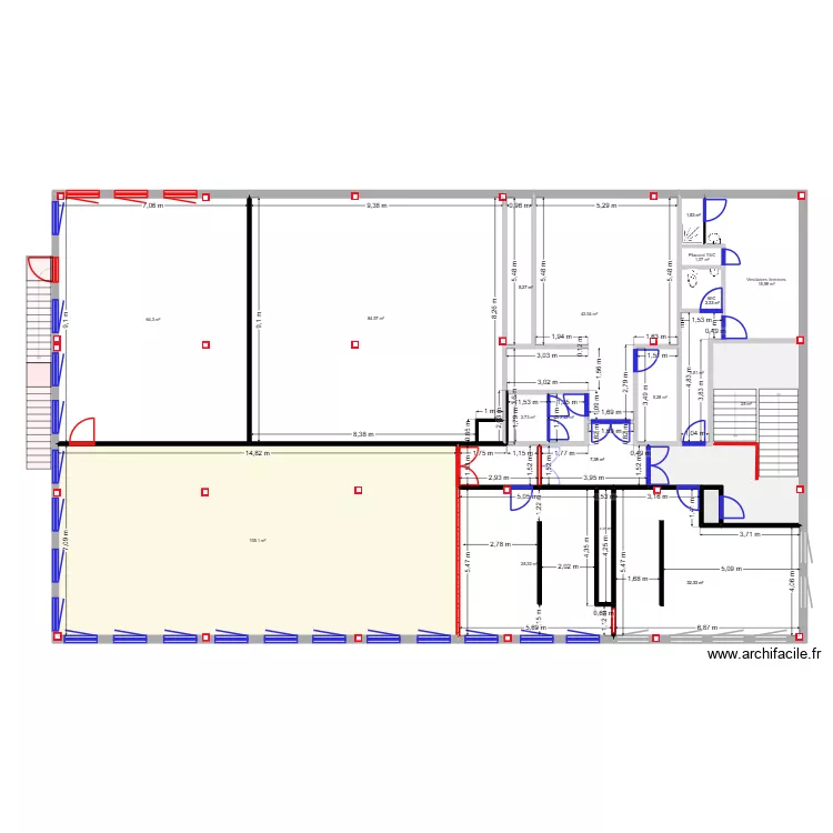 Plan Adrien corrig&eacute;. Plan de 40 pièces et 871 m²