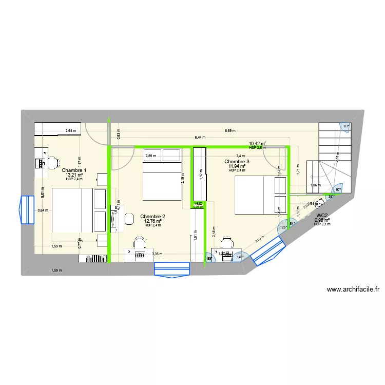 1er étage 6 route de Gençay 86000. Plan de 6 et 49 m² 1er étage 6 route de Gençay 86000. Plan de 6 et 49 m²