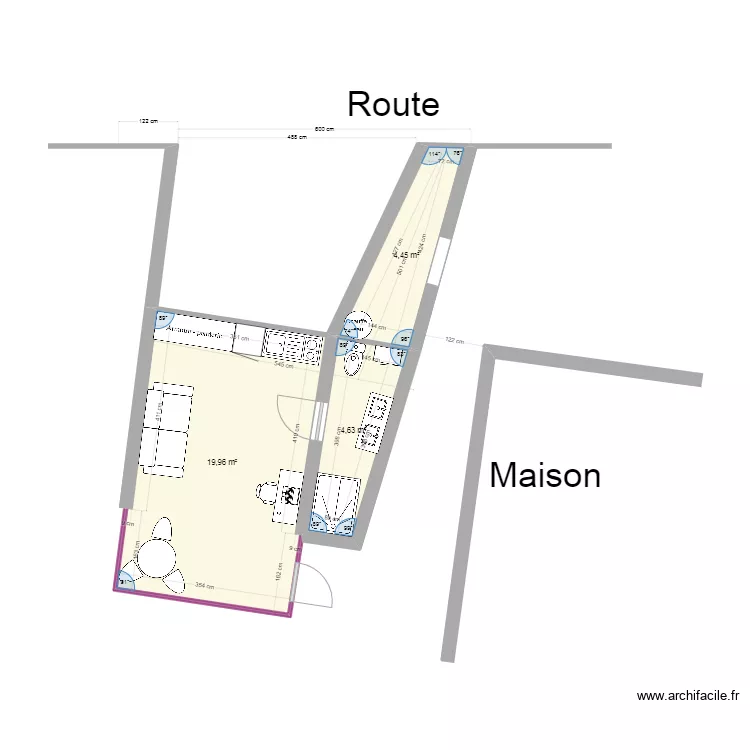 Garage - Projet Travaux avec veranda. Plan de 