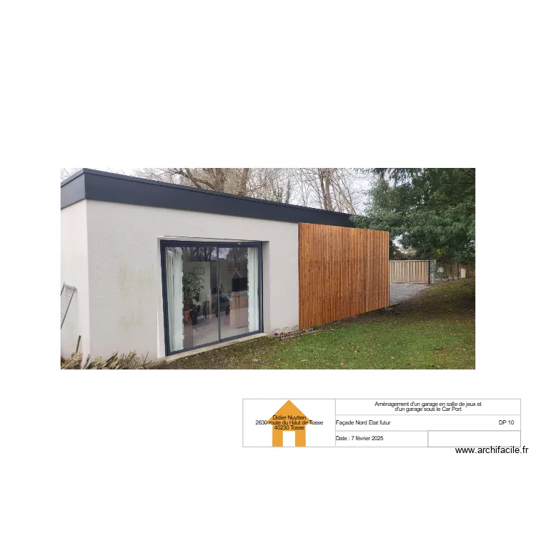 Fa&ccedil;ade Nord Etat futur. Plan de 