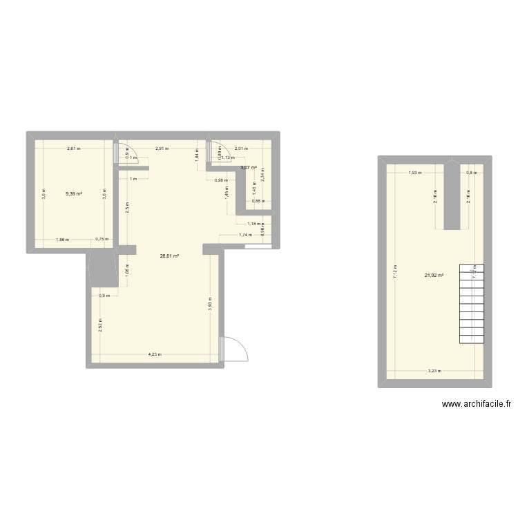 mmm. Plan de 4 pièces et 63 m2