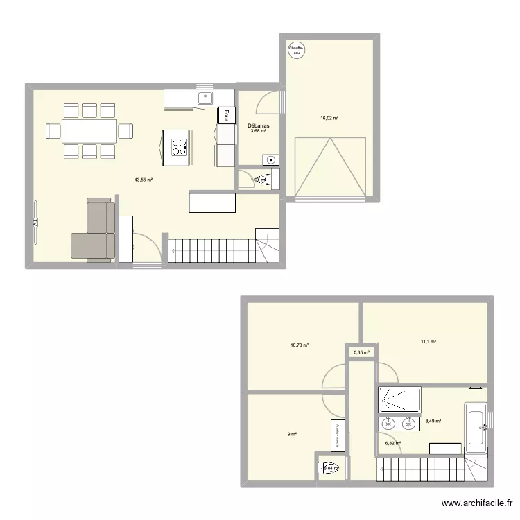 maison 85m2. Plan de 11 Pièces et 112 m²