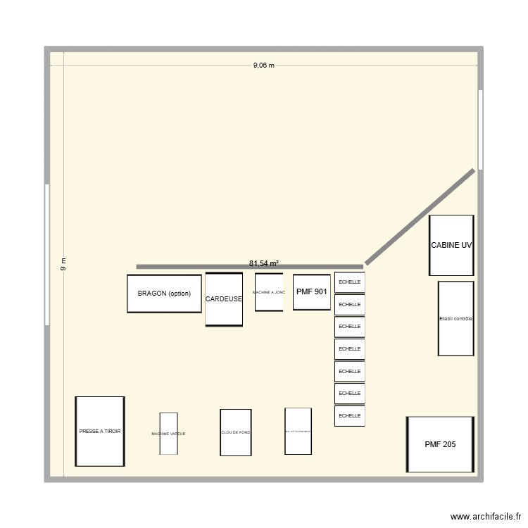 EHSF - Zone coupe. Plan de 1 pièce et 82 m2