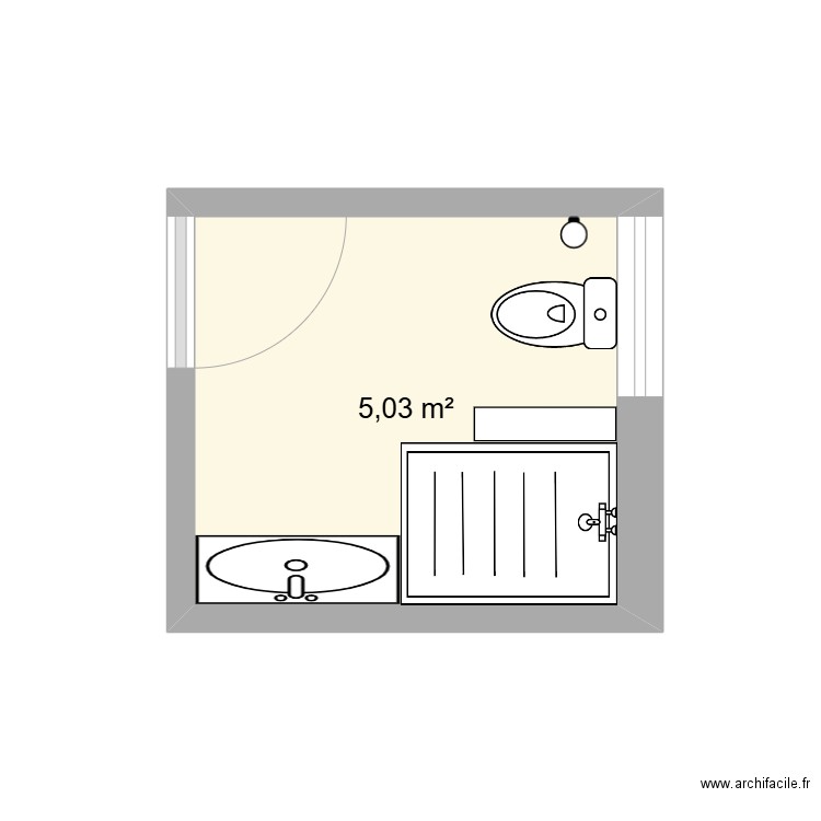 SDB. Plan de 1 pièce et 5 m2
