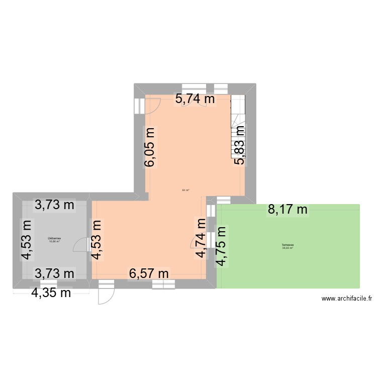 travaux RP cotes 1. Plan de 3 pièces et 120 m2