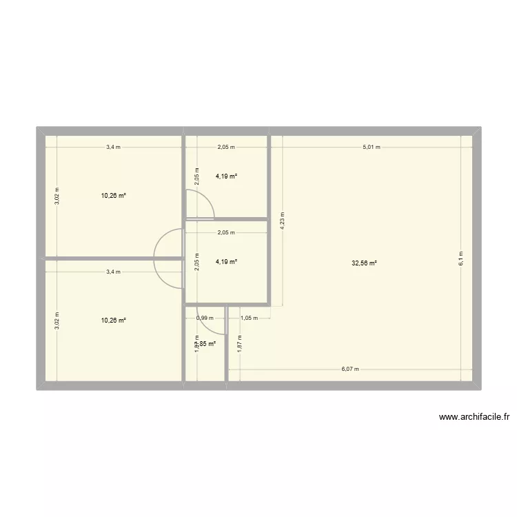 maison 3. Plan de 6  et 63 m²