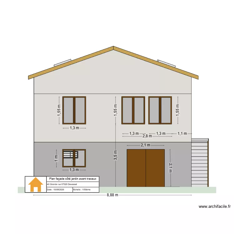 plan facade avant travaux. Plan de plan facade avant travaux. Plan de