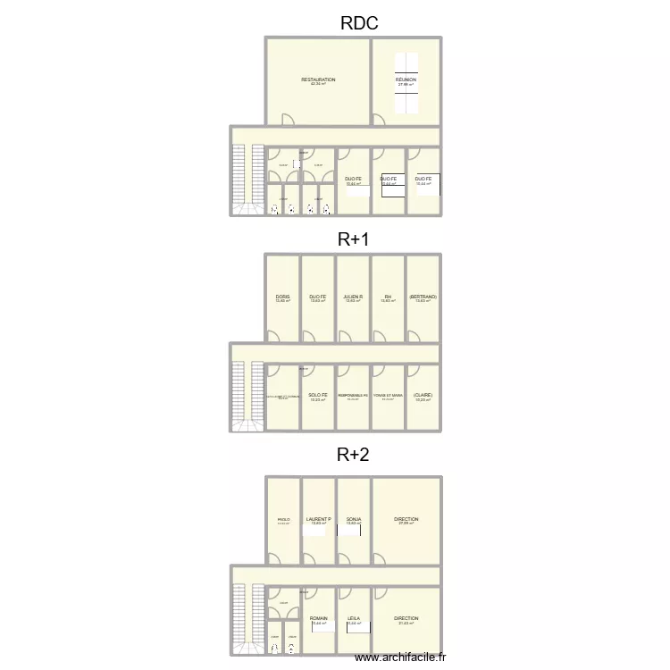 BM RDC. Plan de 32  et 449 m²