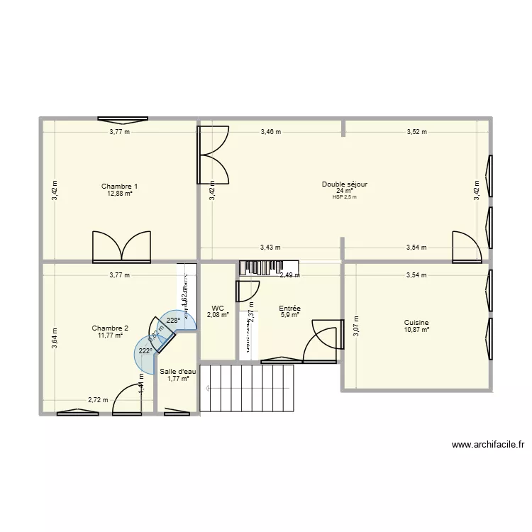 Zrageski rdc. Plan de 7  et 69 m²
