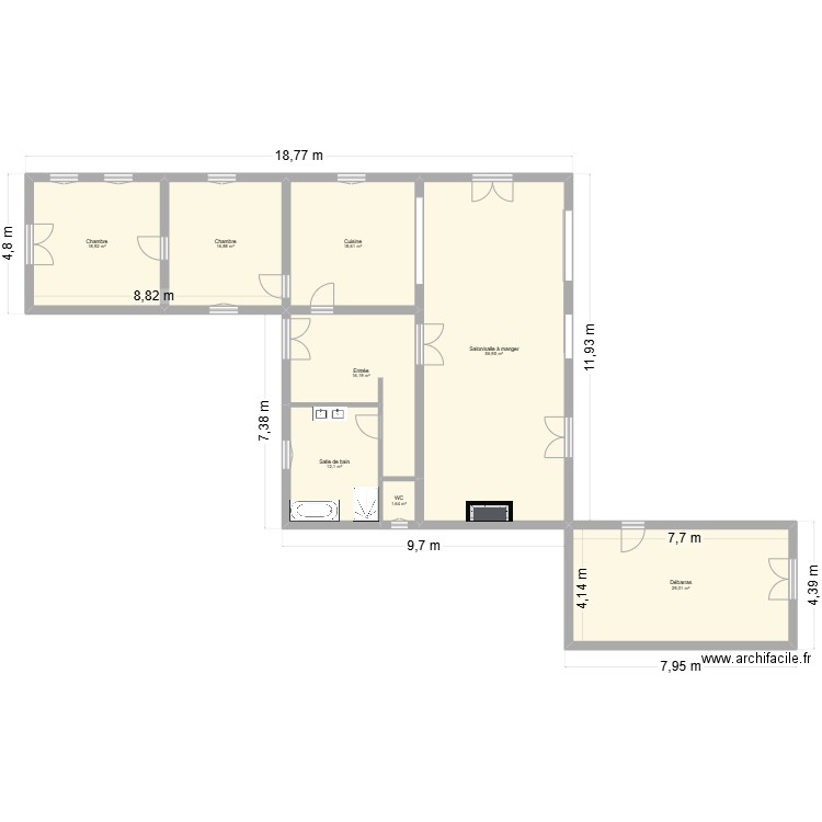 M0357805. Plan de 8 pièces et 170 m2