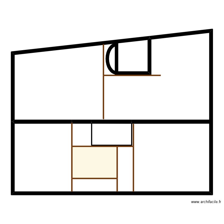 Combles 3 NB avec poutres lamibois. Plan de 3 pièces et 168 m2