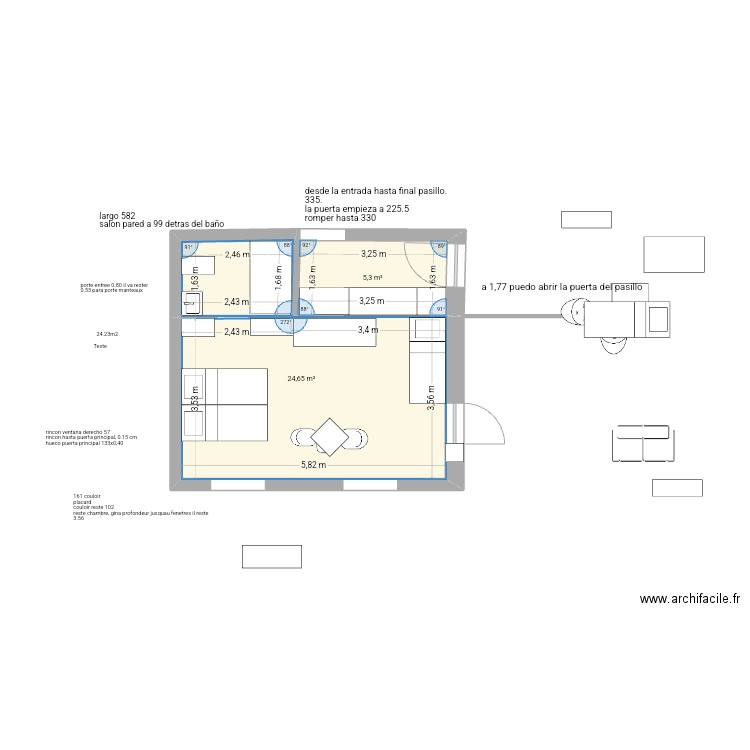 maubeugeb pettit b c d. Plan de 2 pièces et 30 m2