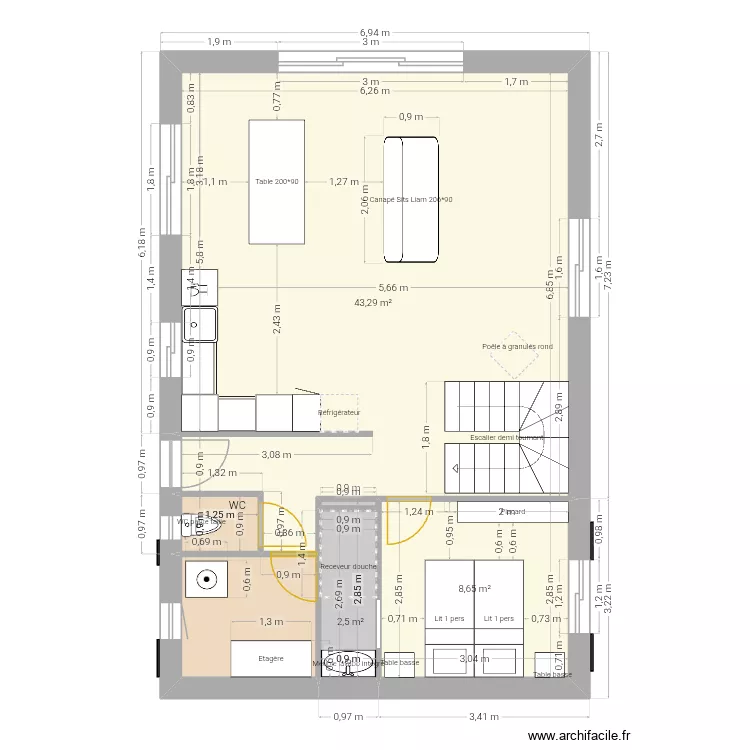 SN VF. Plan de 11  et 118 m²