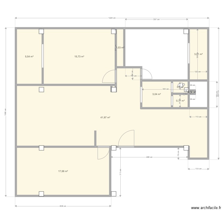 plan1. Plan de 10 pièces et 90 m2