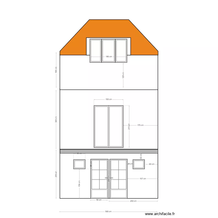 Facade Avant. Plan de 