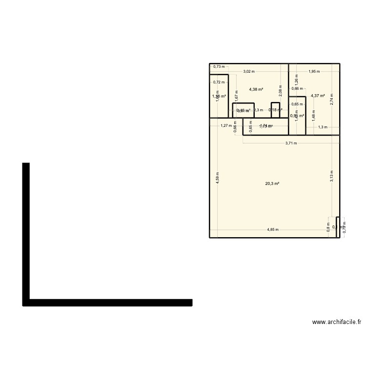 amiens. Plan de 9 pièces et 34 m2