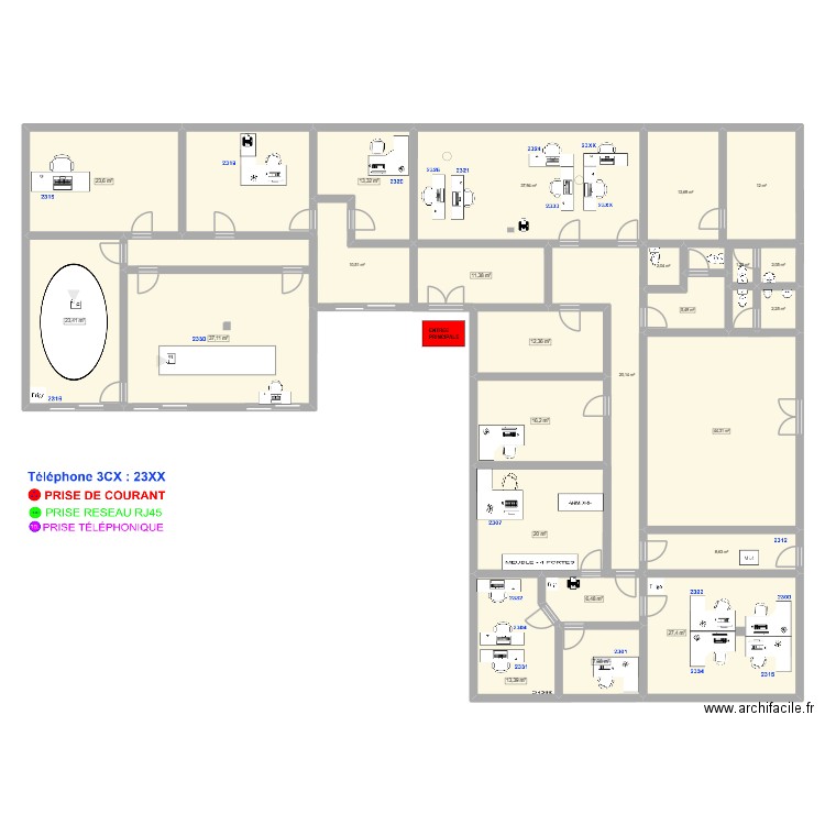 TVE_SANSPRISES PROMETEL. Plan de 27 pièces et 402 m2