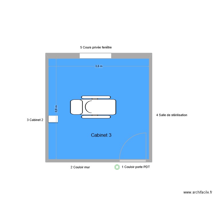 61201 Cabinet 3. Plan de 1 pièce et 14 m2