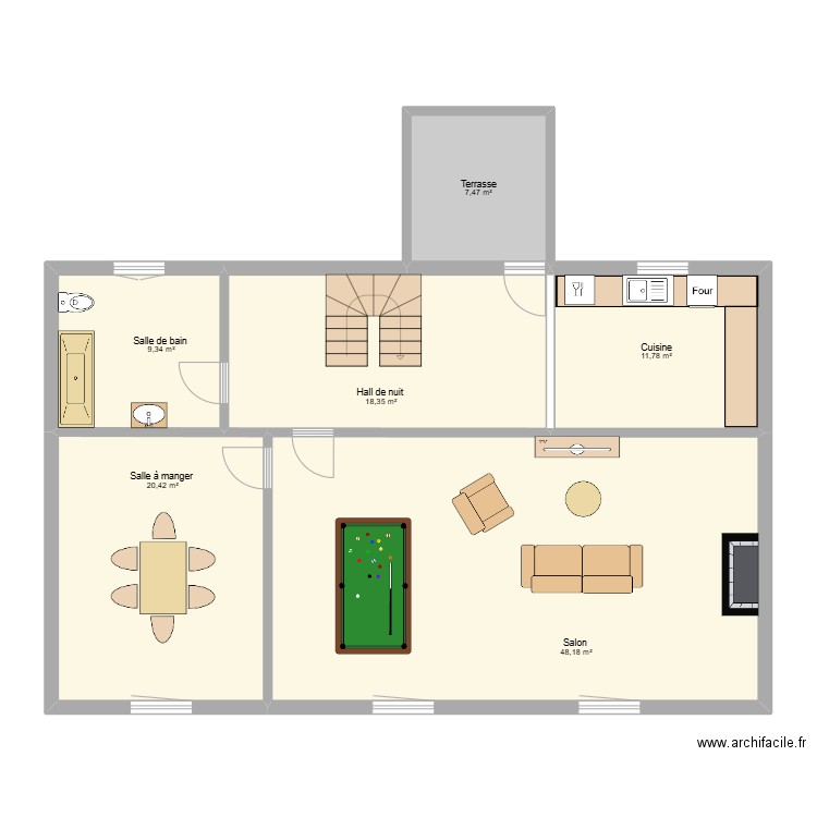 Premier étage Hannut. Plan de 6 pièces et 116 m2