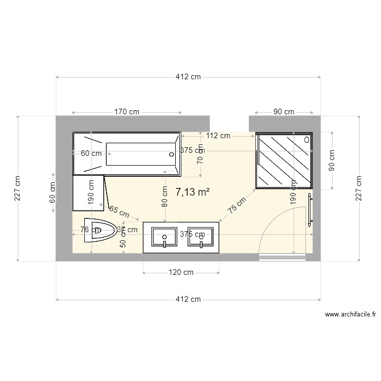 SdB. Plan de 0 pièce et 0 m2