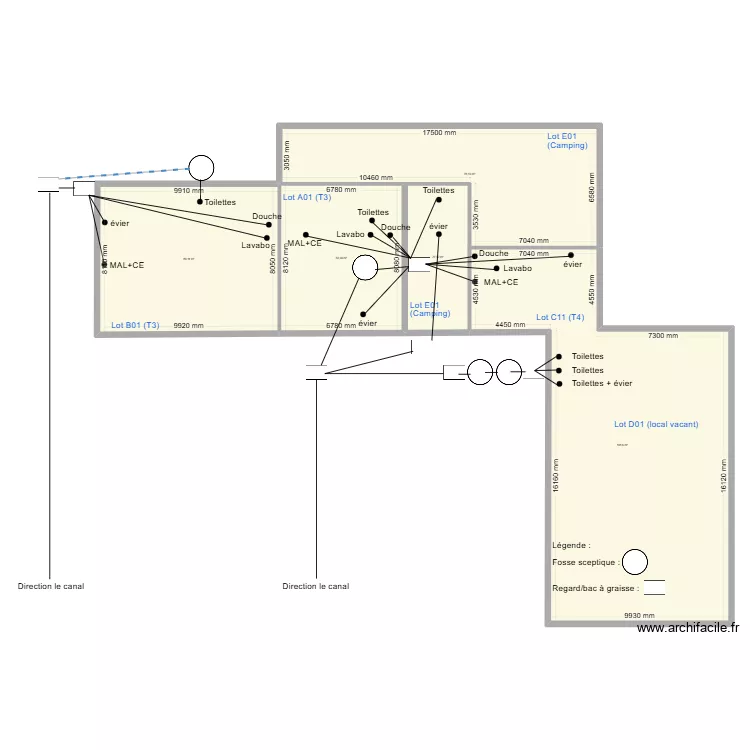 Pont de vaux  - Assainissement. Plan de 