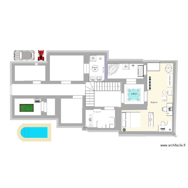 sarah2. Plan de 9 pièces et 47 m2