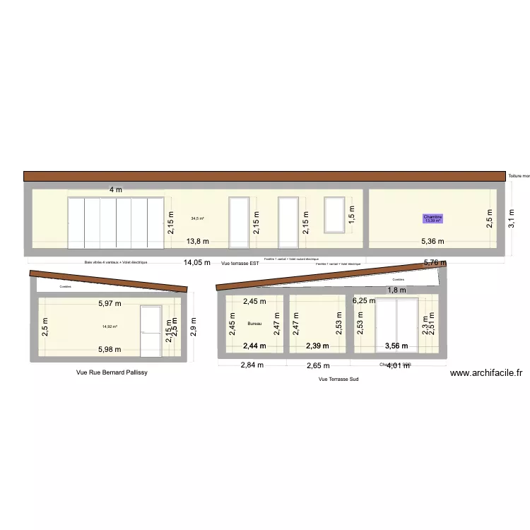 PLAN DE COUPE ENO. Plan de 5 et 84 m² PLAN DE COUPE ENO. Plan de 5 et 84 m²