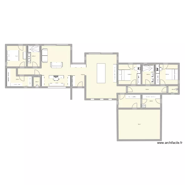 Maison. Plan de 13  et 201 m²