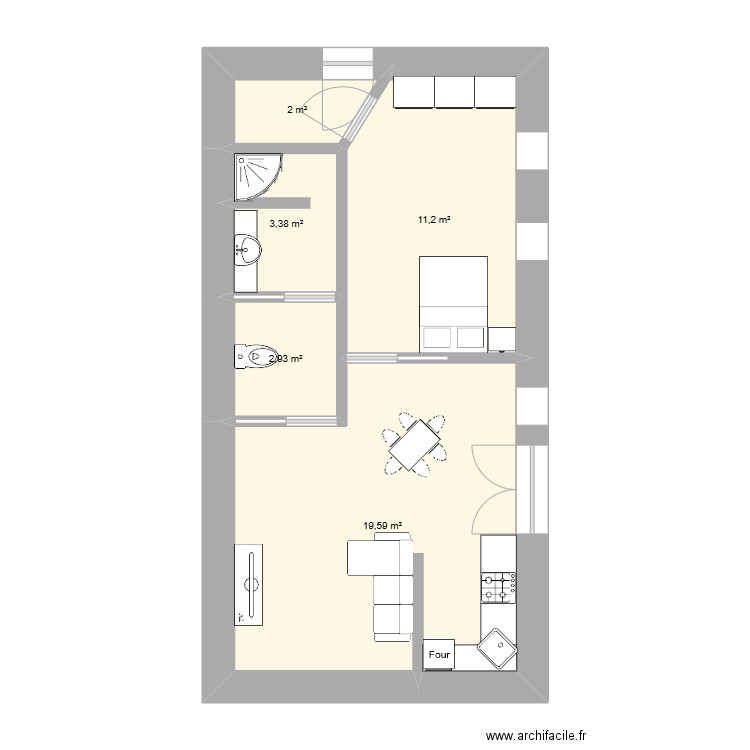 challenge melec. Plan de 5 pièces et 39 m2