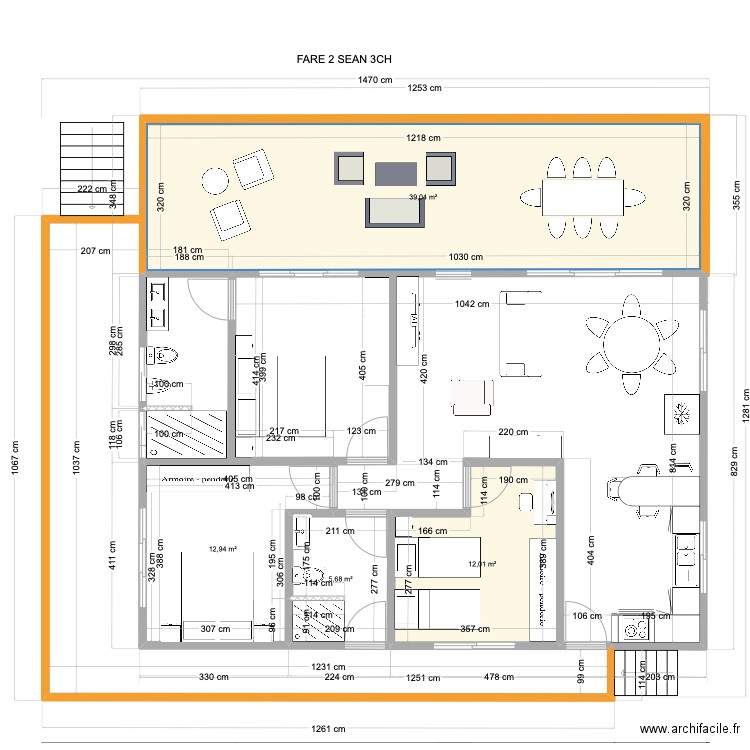 FARE 2 SEAN 3CH. Plan de 4 pièces et 70 m2