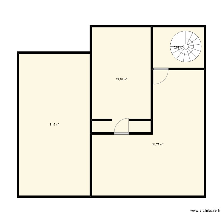 etage. Plan de 4 pièces et 89 m2
