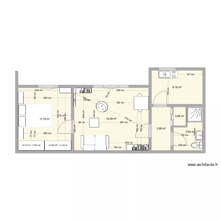 10000 Rosiers. Plan de 6  et 42 m²