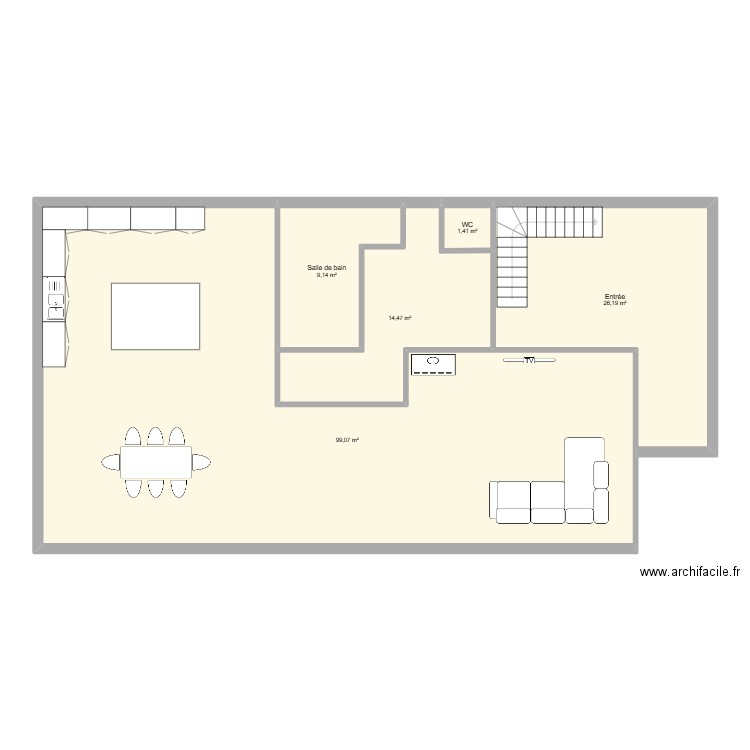Coyecques. Plan de 5 pièces et 150 m2