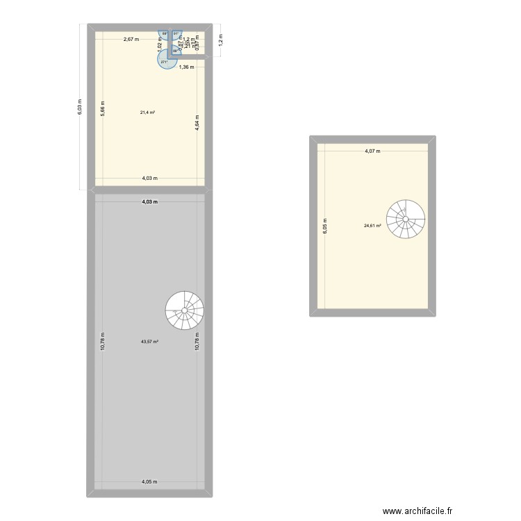 Boutique RDC. Plan de 4 pièces et 91 m2