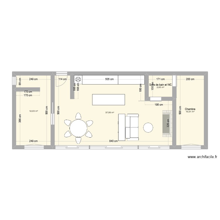 futur projet. Plan de 4 pièces et 63 m2