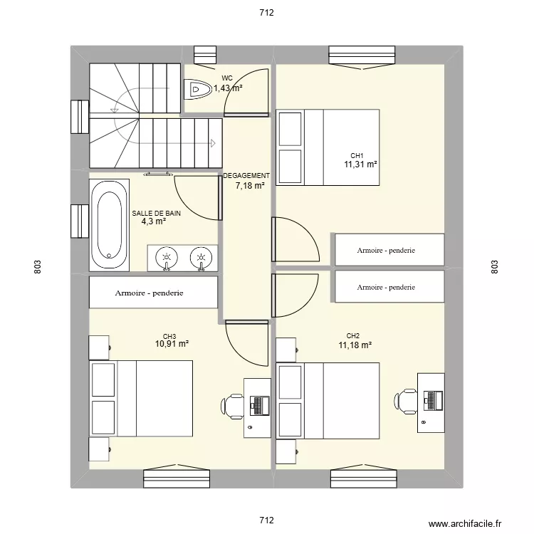 HEURTAUX AVP 1 ETAGE. Plan de 