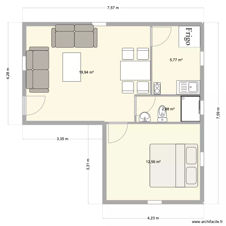 Pigeon 1. Plan de 4  et 41 m²