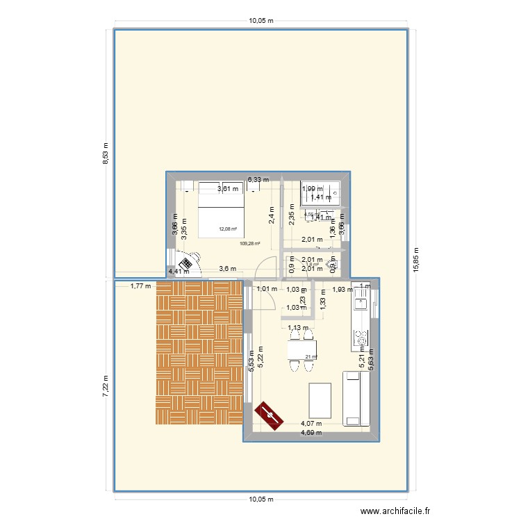 MAISON RBNB. Plan de 5 pièces et 149 m2