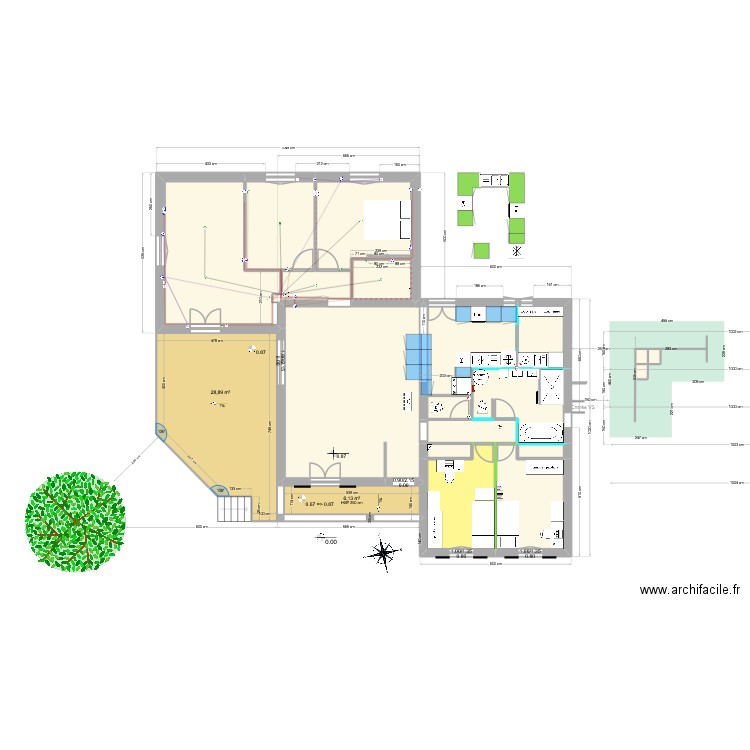 MAison + terrasse 2025. Plan de 33 pièces et 315 m2