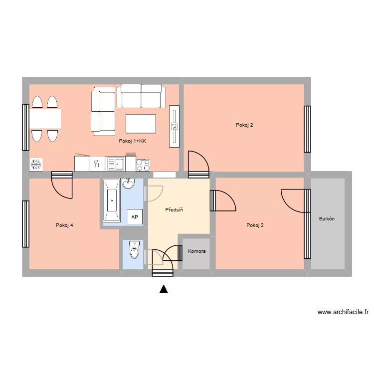 Třanovsk&eacute;ho 390, byt 5. Plan de 14  et 199 m²