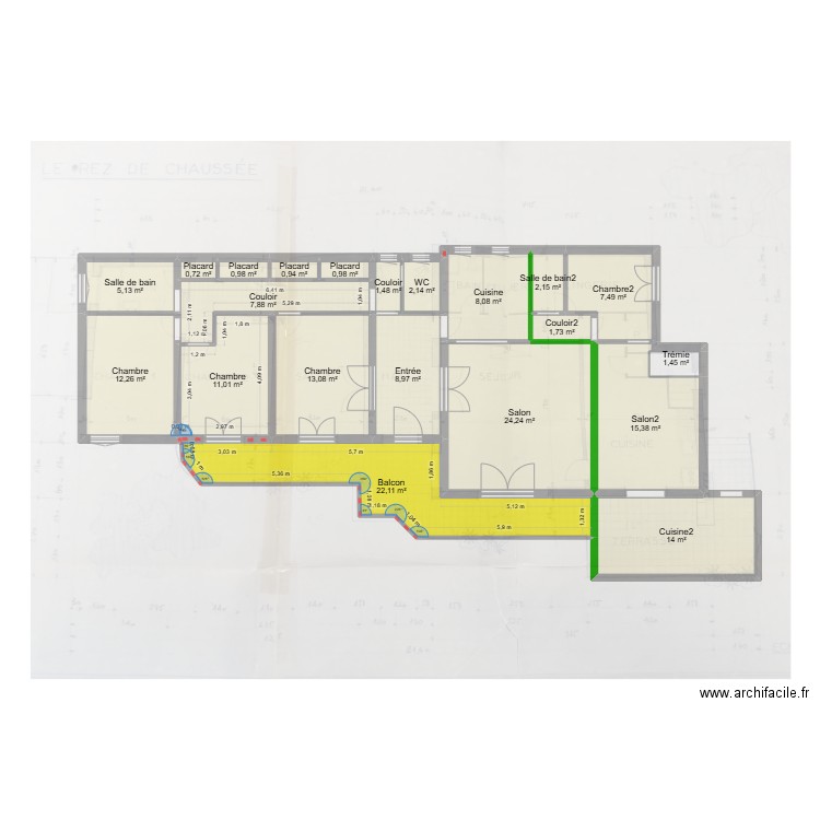 Pupier Escartefigue séparée. Plan de 36 pièces et 303 m2