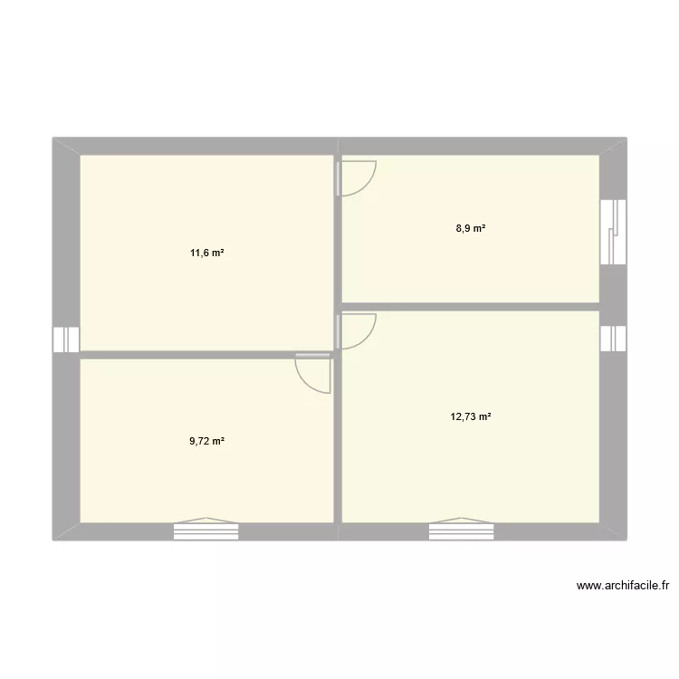 htn etg. Plan de 4 Pièces et 43 m²